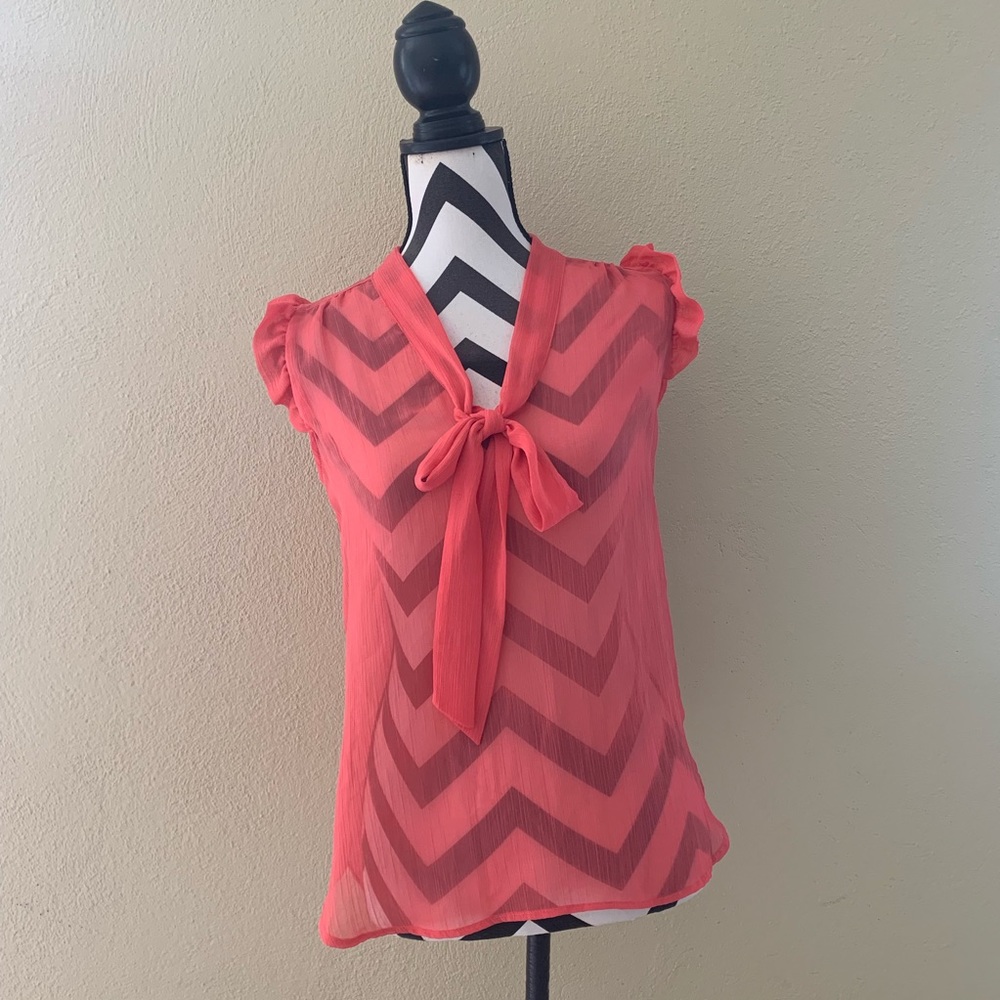 Atmosphere sheer top with front tie